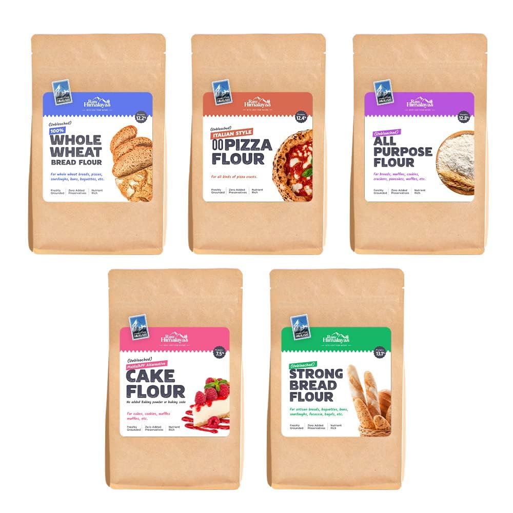 Trial Pack of 5 Himalayan Baking Flour | Bread | Buns | Pizza | Cake | Cookies